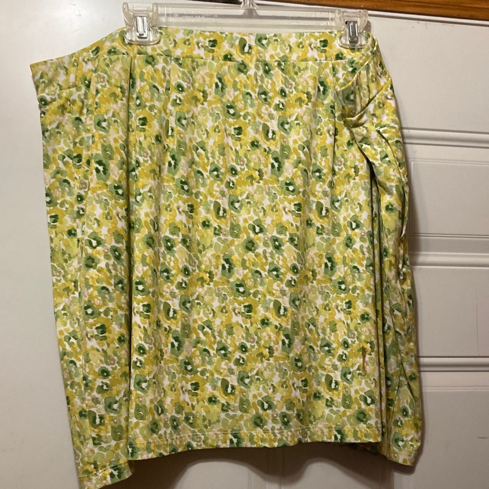 Susan Graver‎ Women's Yellow Green Floral Skort 2X